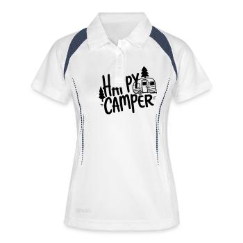 happy camper - Women's Polo breathable - white/navy - Front