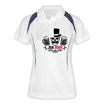 Jga 2025 Junggesellenabschied Skelett - Frauen Polo atmungsaktiv - Weiß/Navy - Vorne