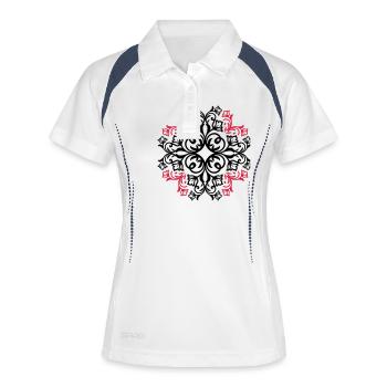 Ornament Floral Symbol - Frauen Polo atmungsaktiv - Weiß/Navy - Vorne