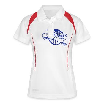 2 Pferde Team Lachen Lustig Loch Verrückte Freund - Frauen Polo atmungsaktiv - Weiß/Navy - Vorne