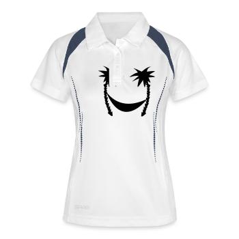 Palmier sourire paradisiaque avec hamac - Polo respirant Femme - blanc/marine - Devant