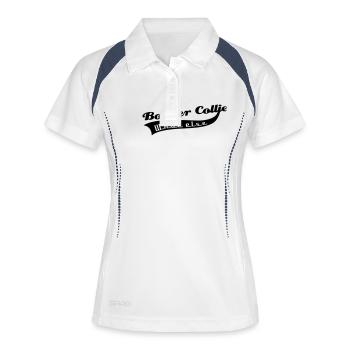 Border Collie - Frauen Polo atmungsaktiv - Weiß/Navy - Vorne