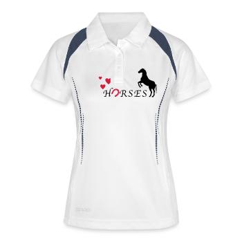 J'aime les chevaux - Polo respirant Femme - blanc/marine - Devant