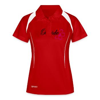 bride with flower - Frauen Polo atmungsaktiv - Weiß/Navy - Vorne