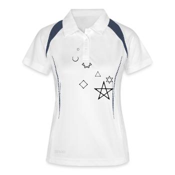 magie, magic, - Frauen Polo atmungsaktiv - Weiß/Navy - Vorne