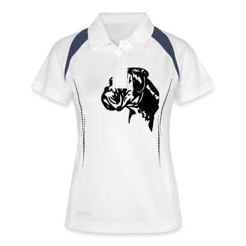 chien boxer - Polo respirant Femme - blanc/marine - Devant