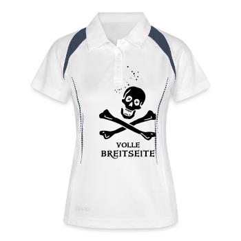 ~ Volle Breitseite ~ - Frauen Polo atmungsaktiv - Weiß/Navy - Vorne