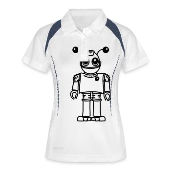 Amusant jouet robot funny cool - Polo respirant Femme - blanc/marine - Devant