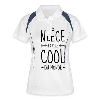 Nichte / Neffe / Onkel / Tante - Frauen Polo atmungsaktiv - Weiß/Navy - Vorne