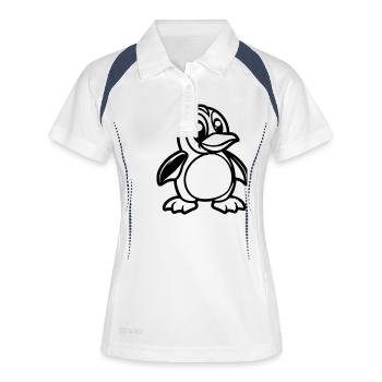 pinguin comic - Frauen Polo atmungsaktiv - Weiß/Navy - Vorne