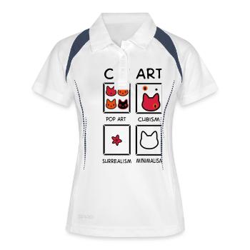 Katze Kunst - Frauen Polo atmungsaktiv - Weiß/Navy - Vorne