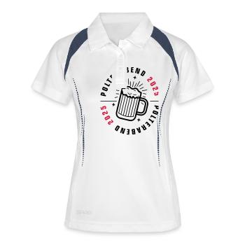 Polterabend 2025 - Frauen Polo atmungsaktiv - Weiß/Navy - Vorne