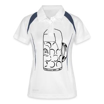 Bier - Frauen Polo atmungsaktiv - Weiß/Navy - Vorne