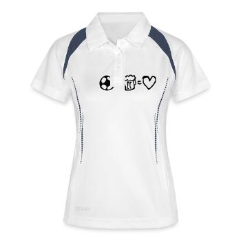 football+beer=love - Polo respirant Femme - blanc/marine - Devant