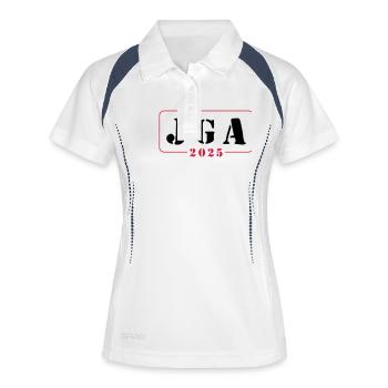 Jga 2025 Junggesellenabschied - Frauen Polo atmungsaktiv - Weiß/Navy - Vorne
