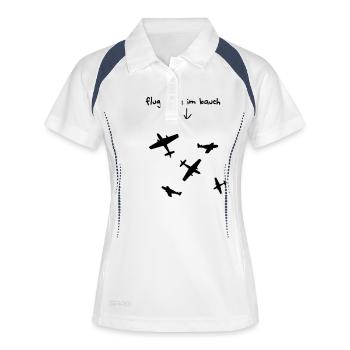 flugzeuge im bauch 1 - Frauen Polo atmungsaktiv - Weiß/Navy - Vorne