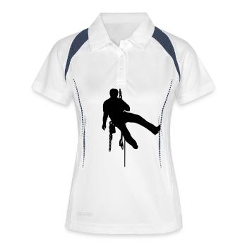 1000_ropeclimbing_mann_oh - Frauen Polo atmungsaktiv - Weiß/Navy - Vorne