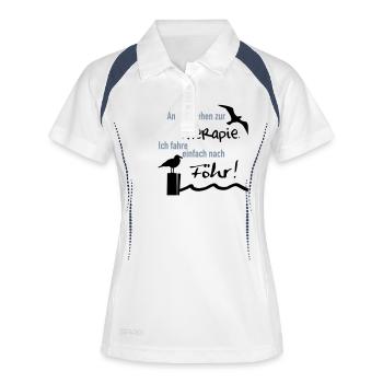 Therapie Föhr - Frauen Polo atmungsaktiv - Weiß/Navy - Vorne