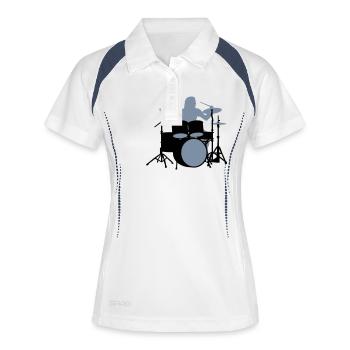drummer_3c - Frauen Polo atmungsaktiv - Weiß/Navy - Vorne