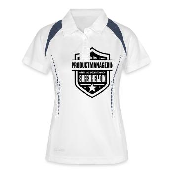 Super Produktmanagerin - Frauen Polo atmungsaktiv - Weiß/Navy - Vorne