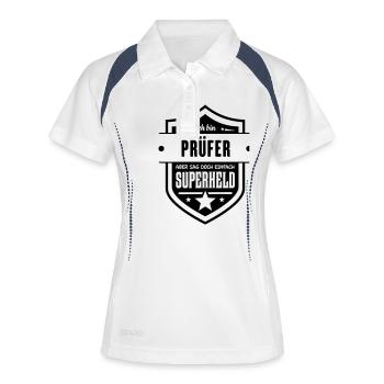 Super Prüfer - Frauen Polo atmungsaktiv - Weiß/Navy - Vorne