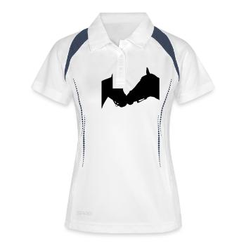 Pferde Silhouette - Frauen Polo atmungsaktiv - Weiß/Navy - Vorne