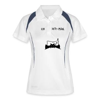 Ich bin Bett-Män - Frauen Polo atmungsaktiv - Weiß/Navy - Vorne