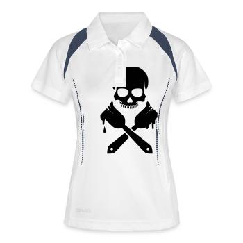 Maler Totenkopf - Frauen Polo atmungsaktiv - Weiß/Navy - Vorne