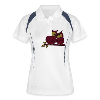 hiboux d'amour - Polo respirant Femme - blanc/marine - Devant