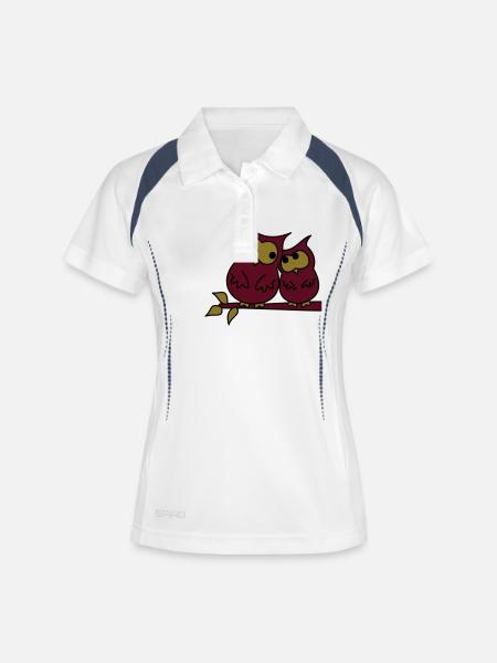 hiboux d'amour - Polo respirant Femme - blanc/marine