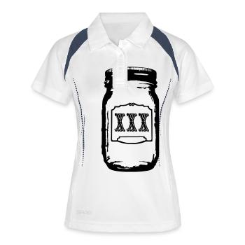Moonshine im Glas - Frauen Polo atmungsaktiv - Weiß/Navy - Vorne