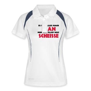 Es lief alles nach Plan, nur der Plan war scheisse - Frauen Polo atmungsaktiv - Weiß/Navy - Vorne