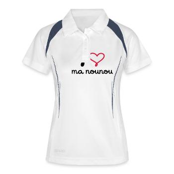J'aime ma nounou - Polo respirant Femme - blanc/marine - Devant