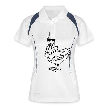 huhn sonnenbrille - Frauen Polo atmungsaktiv - Weiß/Navy - Vorne