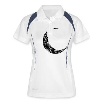 mond_01 - Frauen Polo atmungsaktiv - Weiß/Navy - Vorne