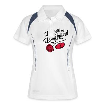 i love my boyfriend design - Frauen Polo atmungsaktiv - Weiß/Navy - Vorne