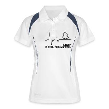 mein herz schlägt wald - Frauen Polo atmungsaktiv - Weiß/Navy - Vorne