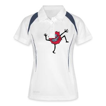 Tanzendes Haariges Monster - Frauen Polo atmungsaktiv - Weiß/Navy - Vorne