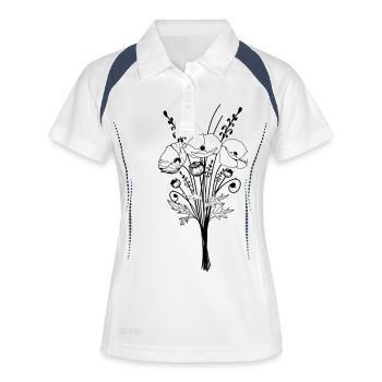 Coquelicot 02 coquelicots fleur bouque - Polo respirant Femme - blanc/marine - Devant