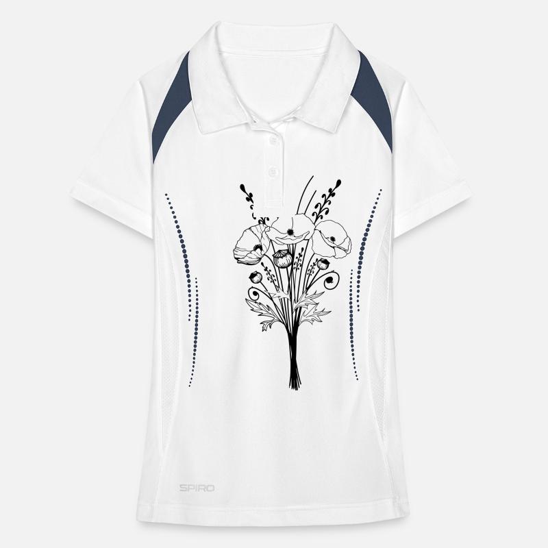 Coquelicot 02 coquelicots fleur bouque Polo respirant Femme