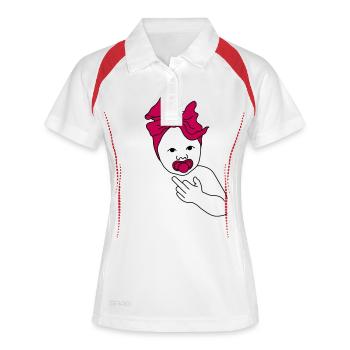 baby middlefinger pink - Frauen Polo atmungsaktiv - Weiß/Navy - Vorne