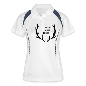 Scheiss da nix, dann feid da nix - Frauen Polo atmungsaktiv - Weiß/Navy - Vorne