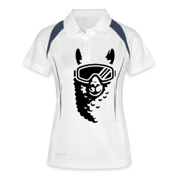 lama alpaka skibrille - Frauen Polo atmungsaktiv - Weiß/Navy - Vorne