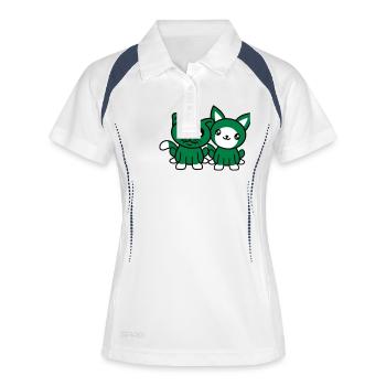 2 chats amis équipe équipage deux chatons de compagnie - Polo respirant Femme - blanc/marine - Devant
