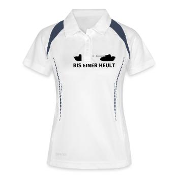 Bis einer heult - Frauen Polo atmungsaktiv - Weiß/Navy - Vorne