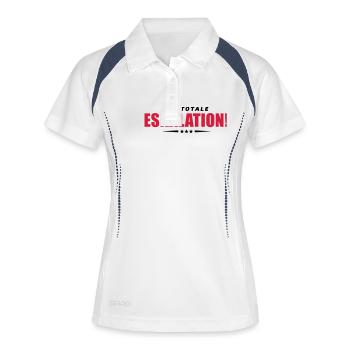 eskalation totale design - Frauen Polo atmungsaktiv - Weiß/Navy - Vorne