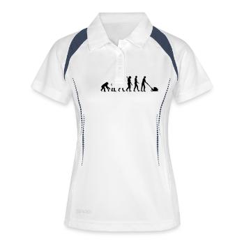 Evolution Rasenmäher - Frauen Polo atmungsaktiv - Weiß/Navy - Vorne