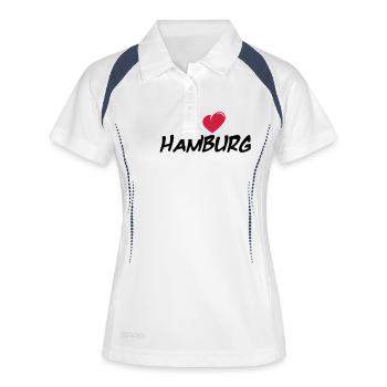 I love Hamburg / Ich liebe Hamburg - Frauen Polo atmungsaktiv - Weiß/Navy - Vorne