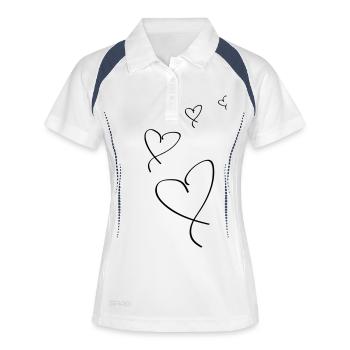 Fliegende Herzen - Frauen Polo atmungsaktiv - Weiß/Navy - Vorne