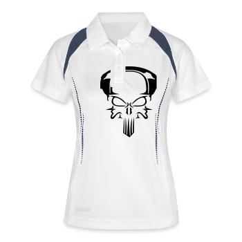 Crâne avec un casque DJ de musique de club techno - Polo respirant Femme - blanc/marine - Devant